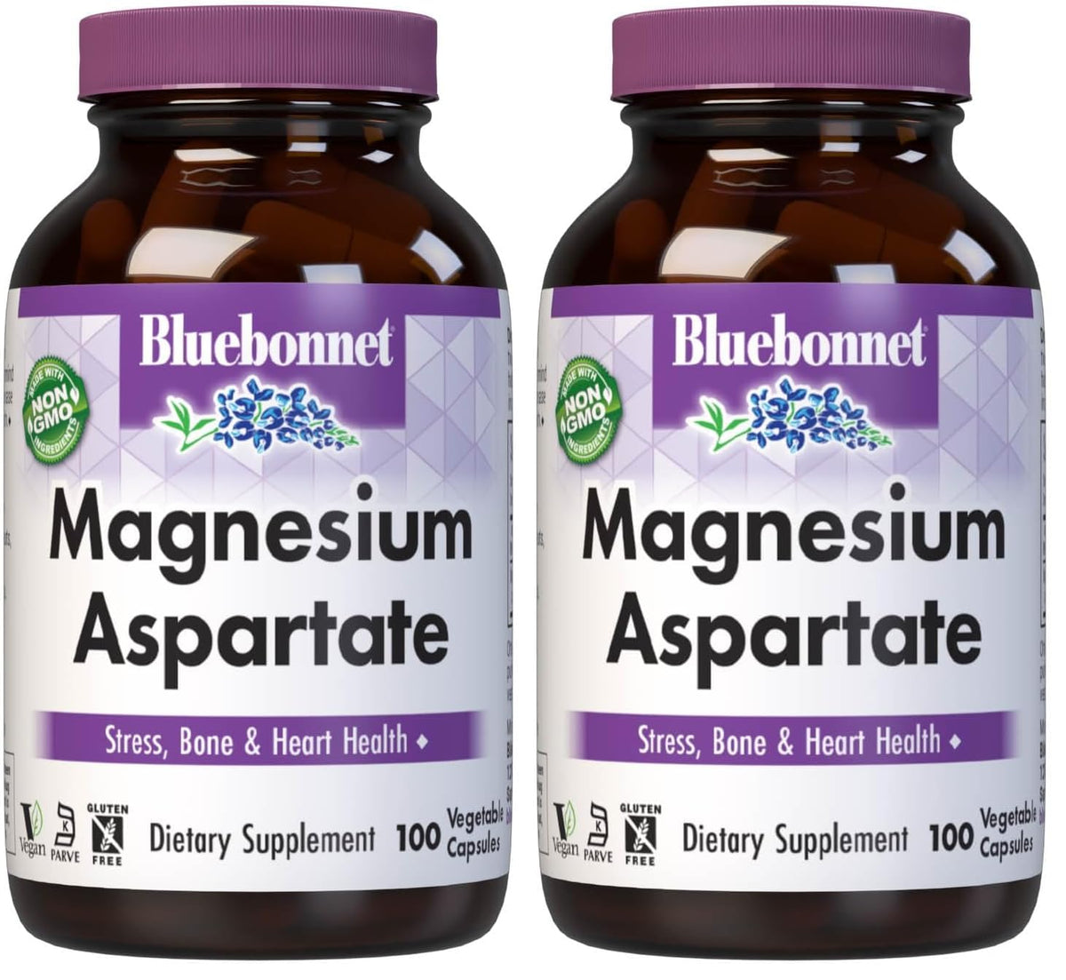 BlueBonnet Magnesium 400mg bottle demonstrates a daily supplement for heart and bone support