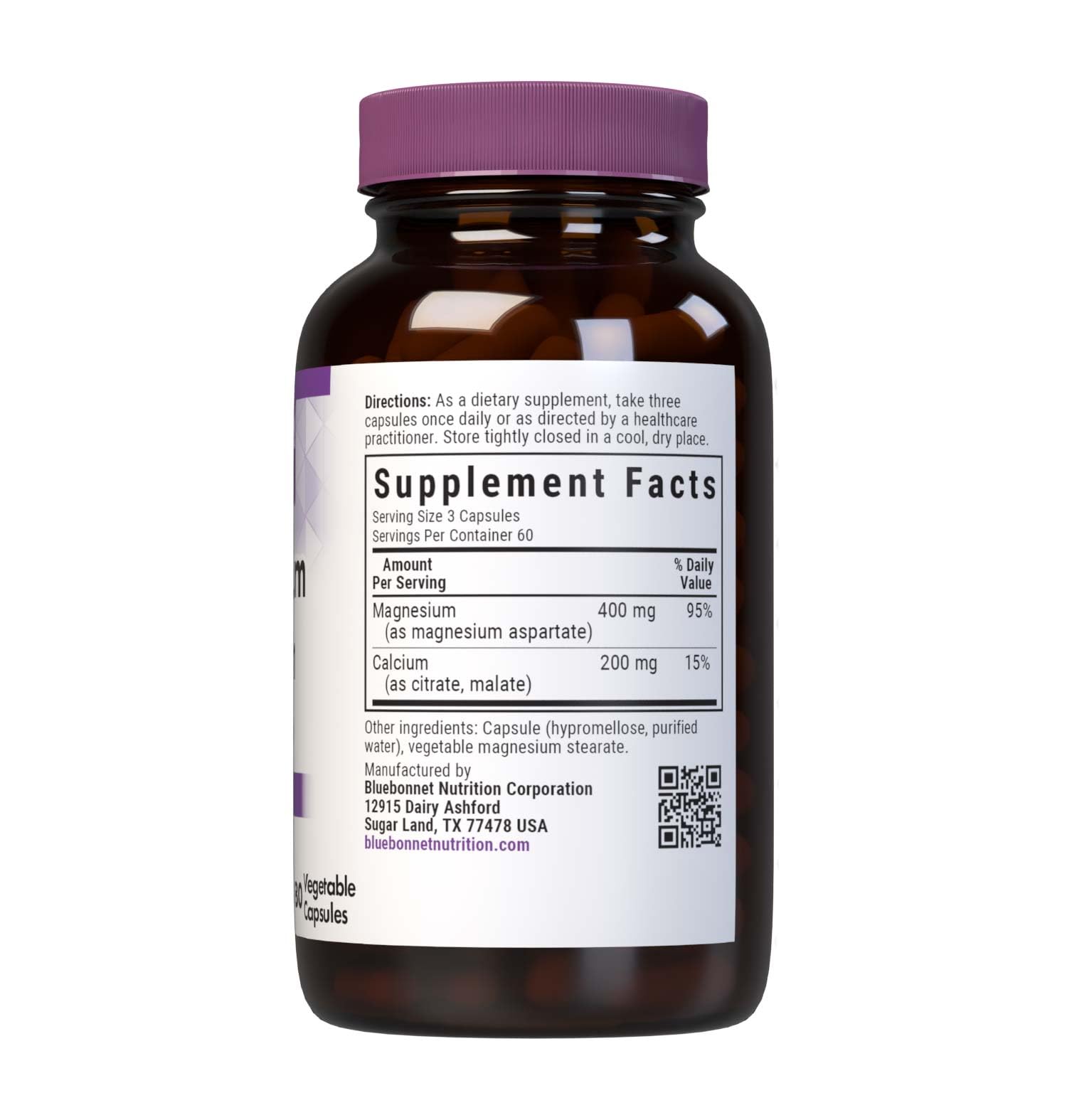 BlueBonnet magnesium and calcium capsules close-up, vegan and allergen-free daily supplement