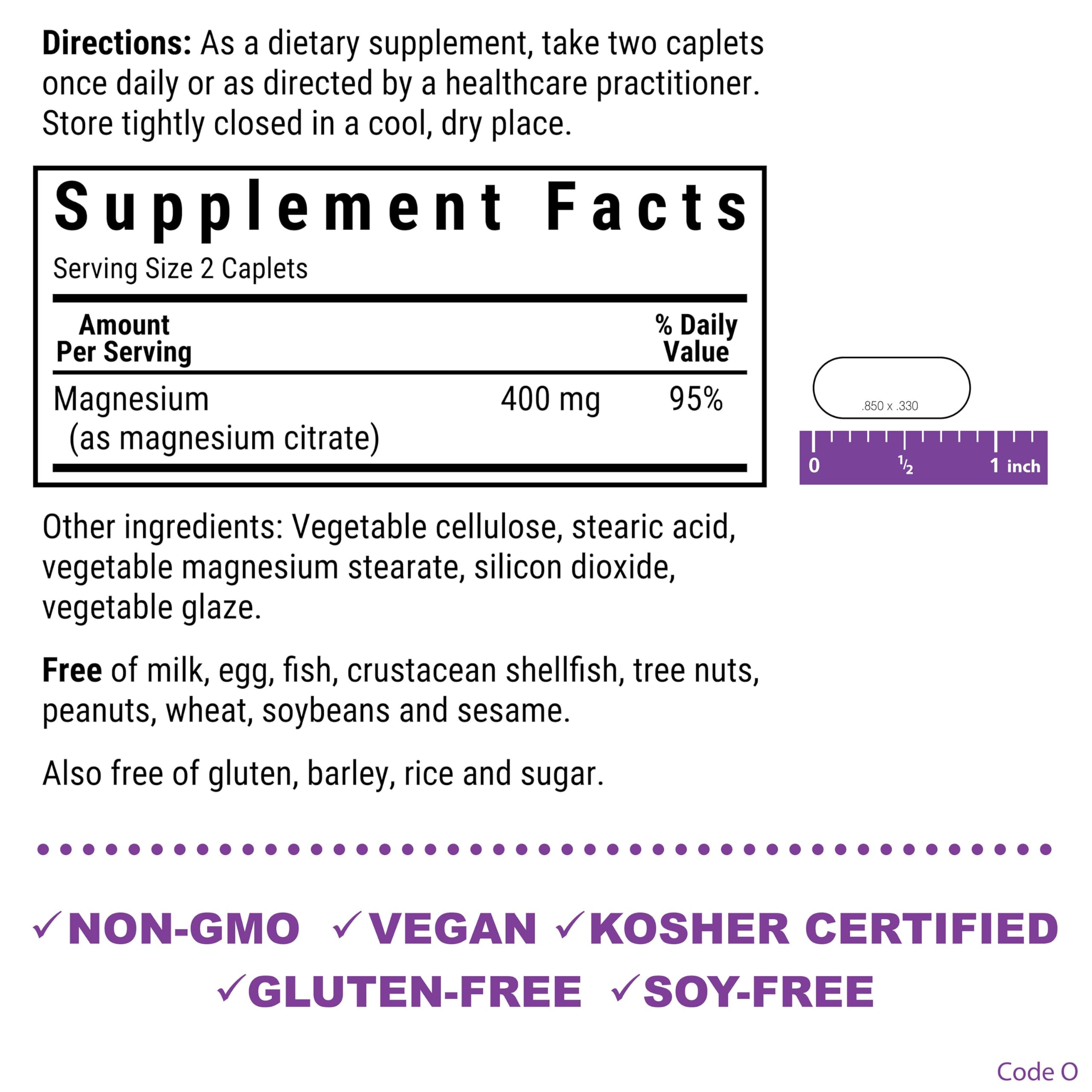 BlueBonnet Magnesium Citrate bottle view supports daily wellness with convenient caplets.