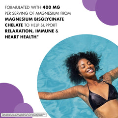 Bluebonnet Magnesium Glycinate 400mg label, non-GMO and allergen-friendly