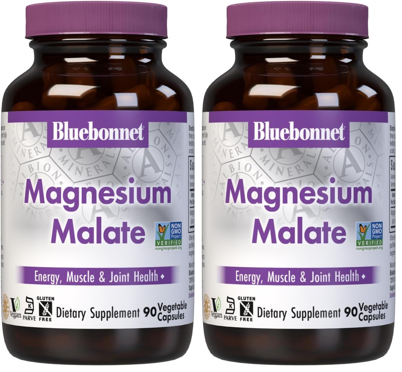 BlueBonnet Magnesium Malate bottle front view for daily energy support.