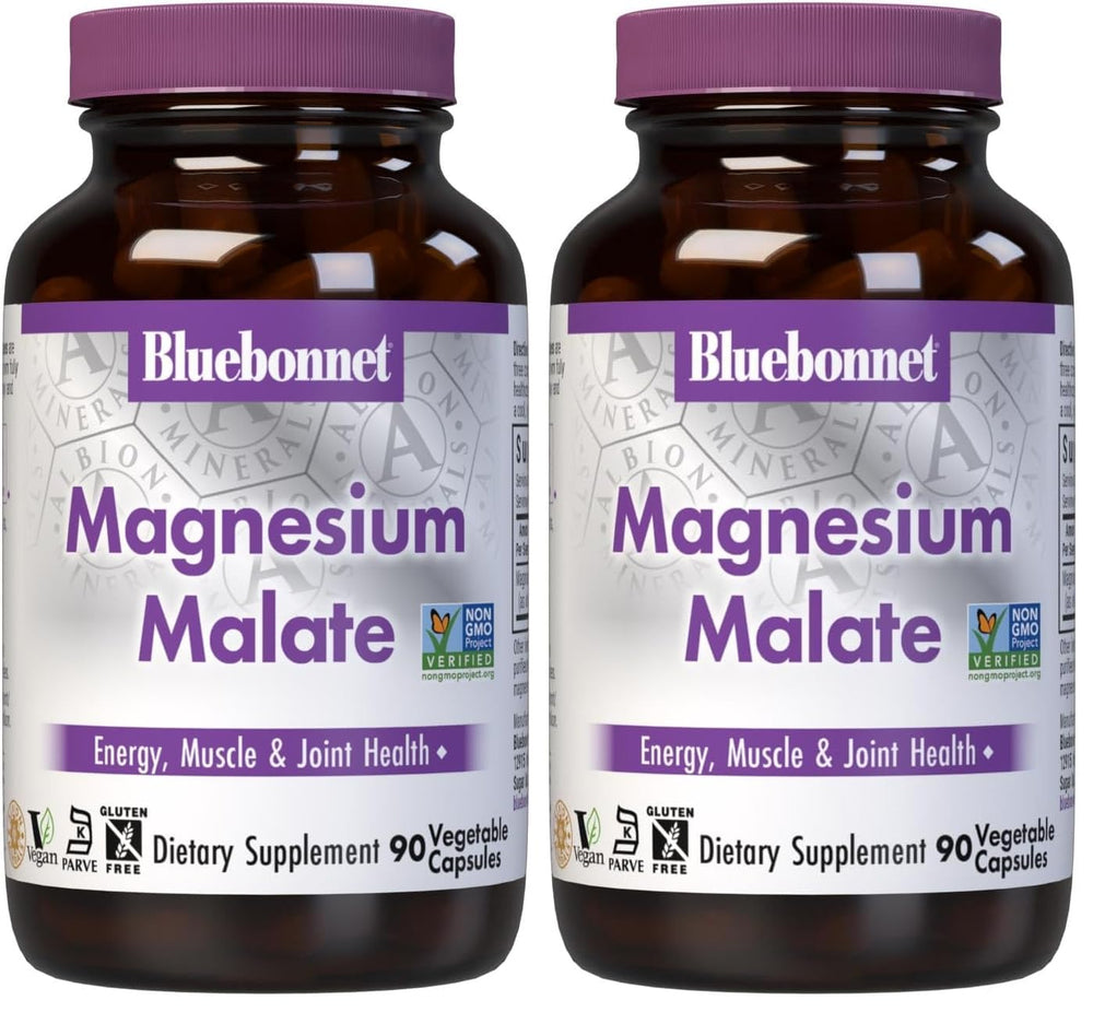 BlueBonnet Magnesium Malate bottle front view for daily energy support.