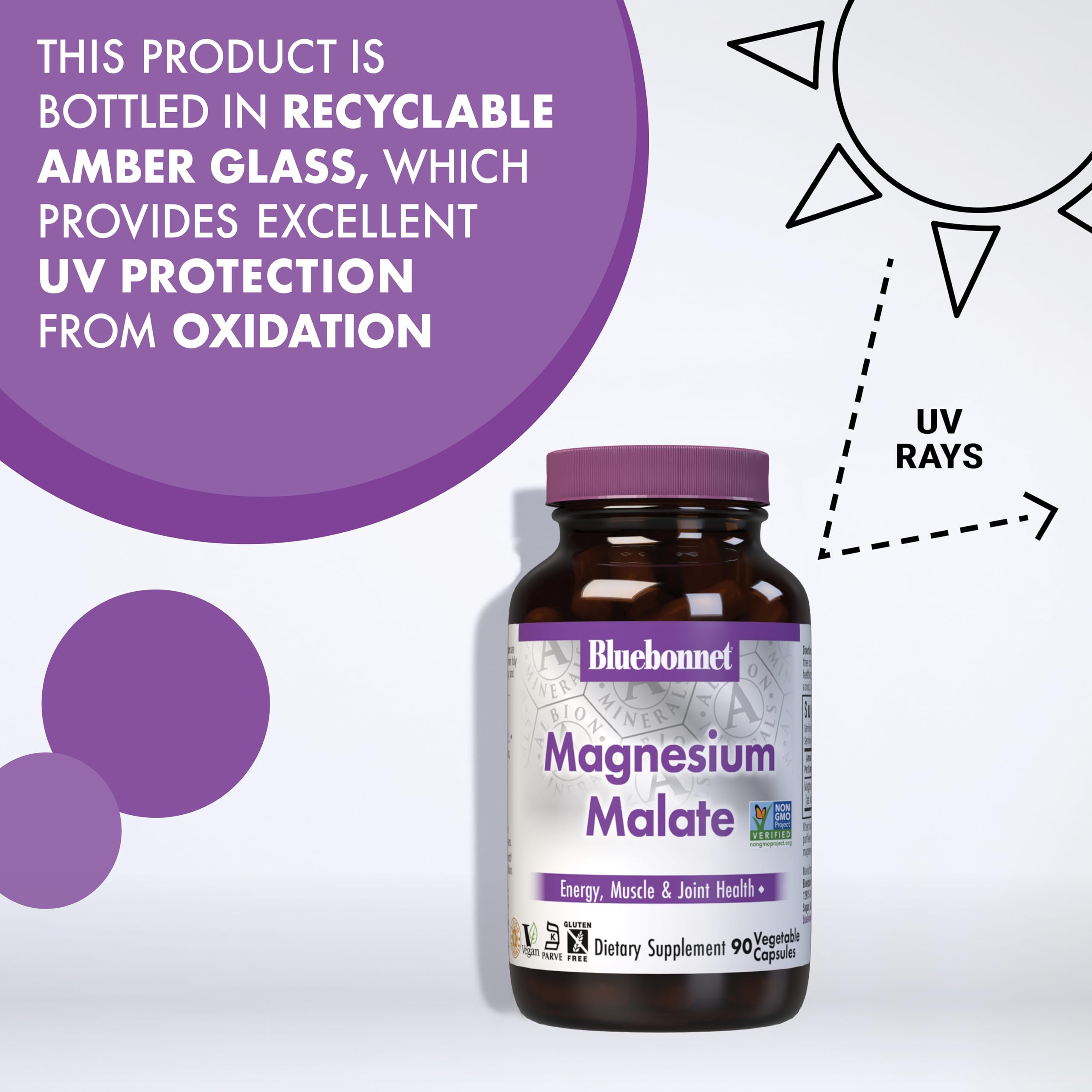 Bluebonnet Magnesium Malate ingredients label detailing chelated malate.
