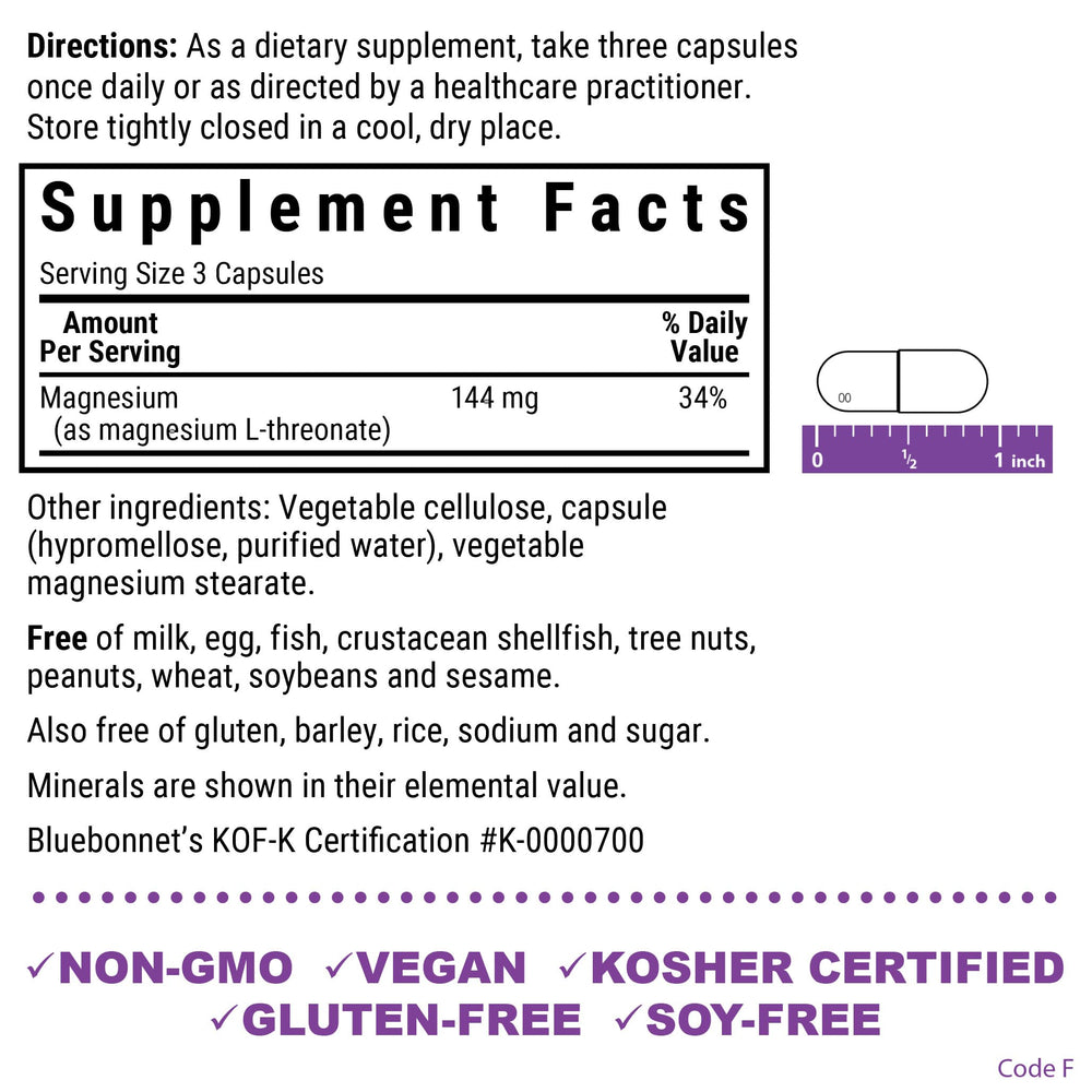 BlueBonnet Magtein capsules close-up showing ultra-absorbable magnesium for cognitive support.