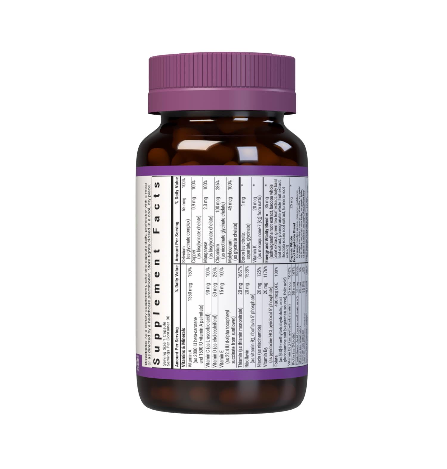 Bluebonnet Maxi One bottle back label with NSF non-GMO and certifications visible