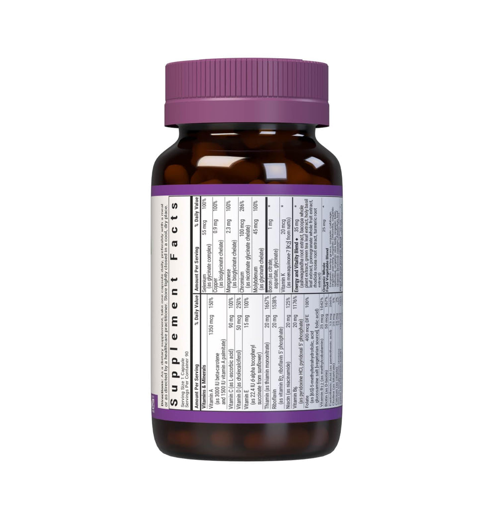 Bluebonnet Maxi One bottle back label with NSF non-GMO and certifications visible