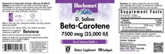 BlueBonnet label highlights beta-carotene from D. Salina and added nutrients for immune and skin health