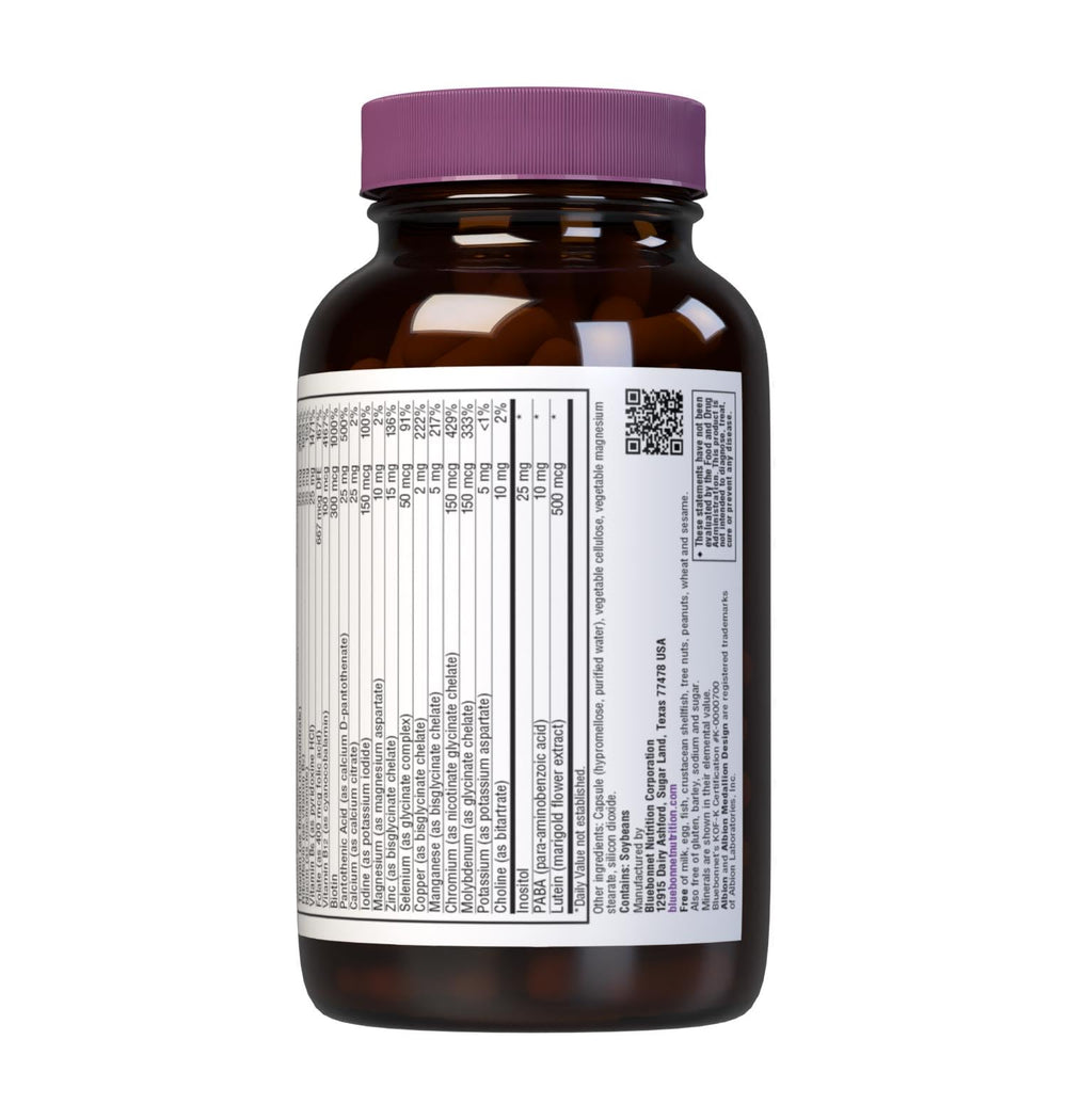 Bluebonnet Multi One packaging highlights allergy-friendly features