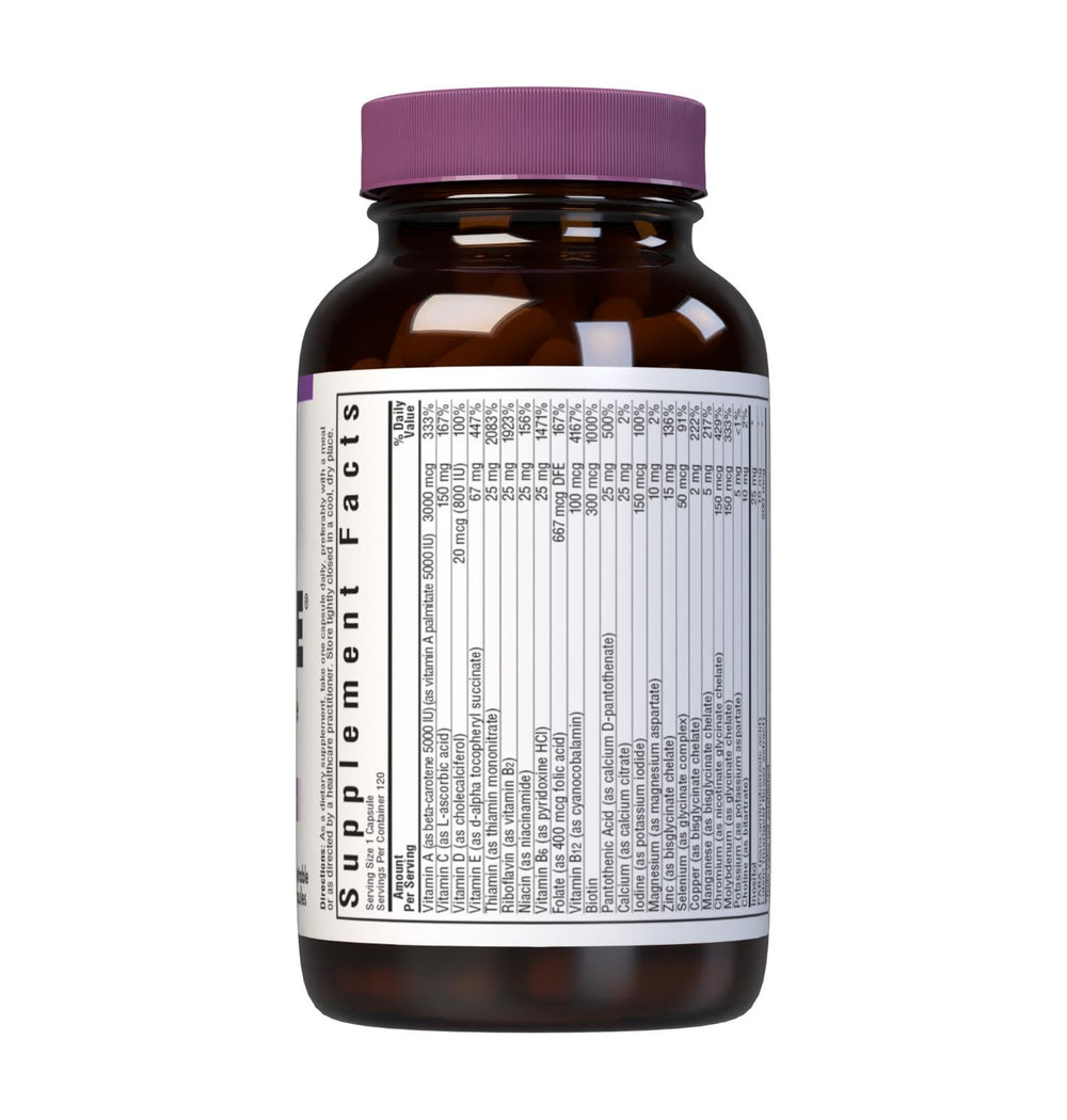 Bluebonnet Multi One 120-count bottle with clear supplement facts