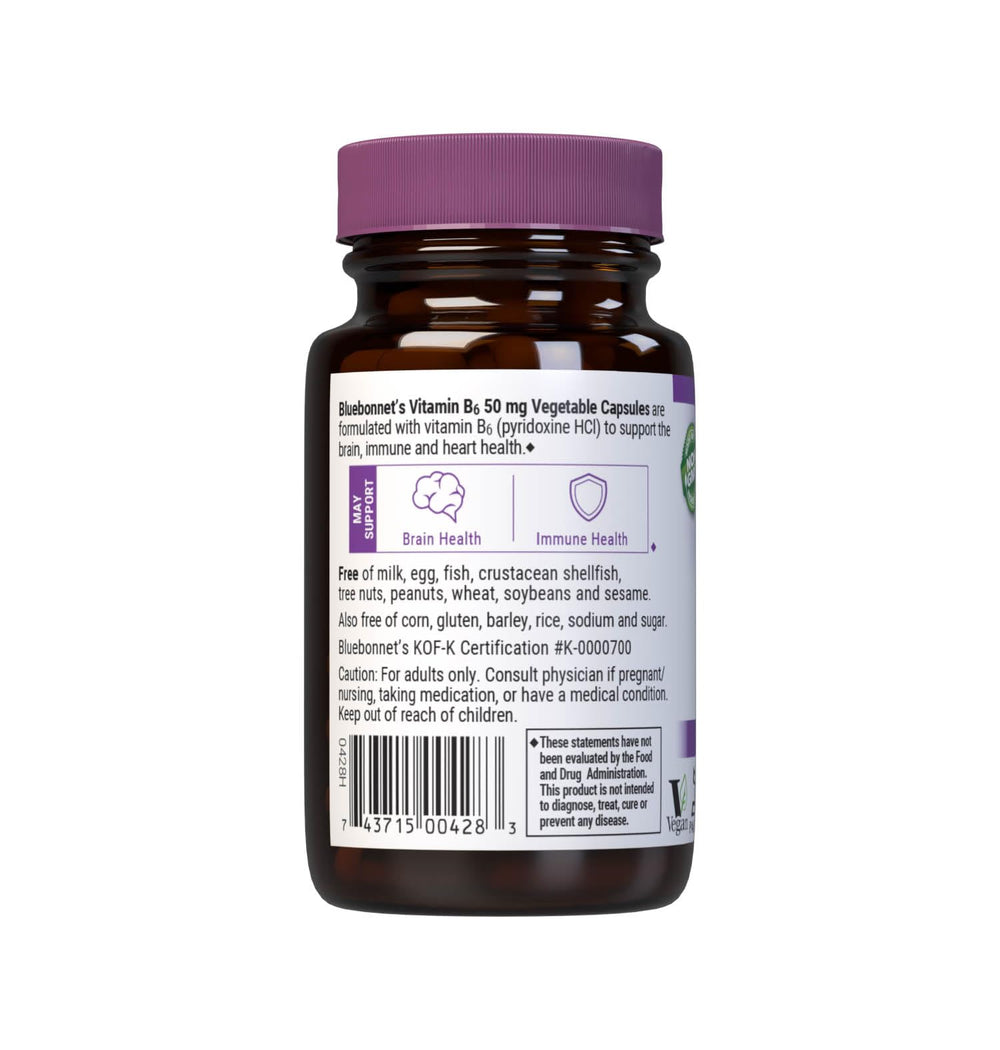 BlueBonnet Vitamin B6 label shows non-GMO and gluten-free claims