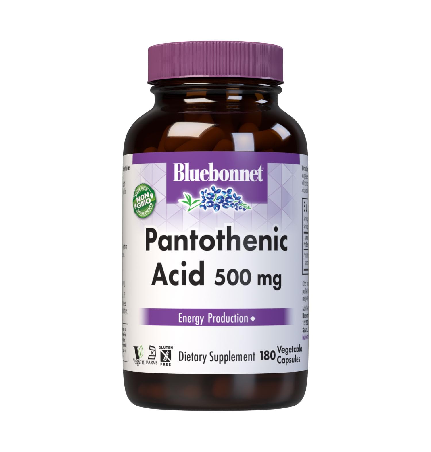 BlueBonnet Pantothenic Acid 500 mg bottle front for daily energy support