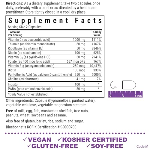Bluebonnet Stress B Complex capsules in hand illustrating easy daily nutrition.