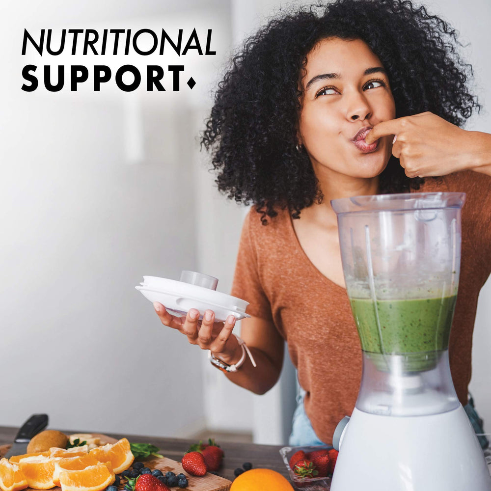 BlueBonnet Super Earth Yeast powder shown with nutrition facts and non-GMO ingredients.