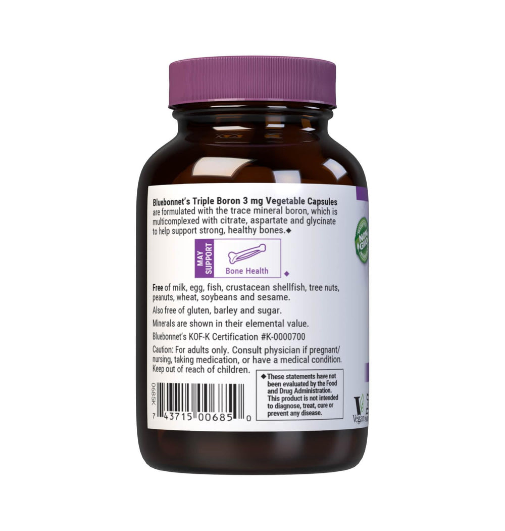 BlueBonnet Triple Boron label highlights gluten-free and dairy-free certifications.