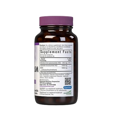 BlueBonnet capsules show plant-based glucosamine and MSM for daily mobility.