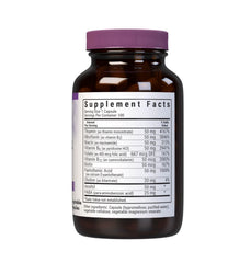 Bluebonnet Vitamin B Complex bottle label showing ingredients and vegan, gluten-free status.