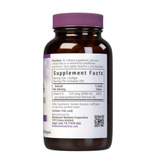 BlueBonnet Vitamin D3 5000 IU softgels being poured for easy daily intake.