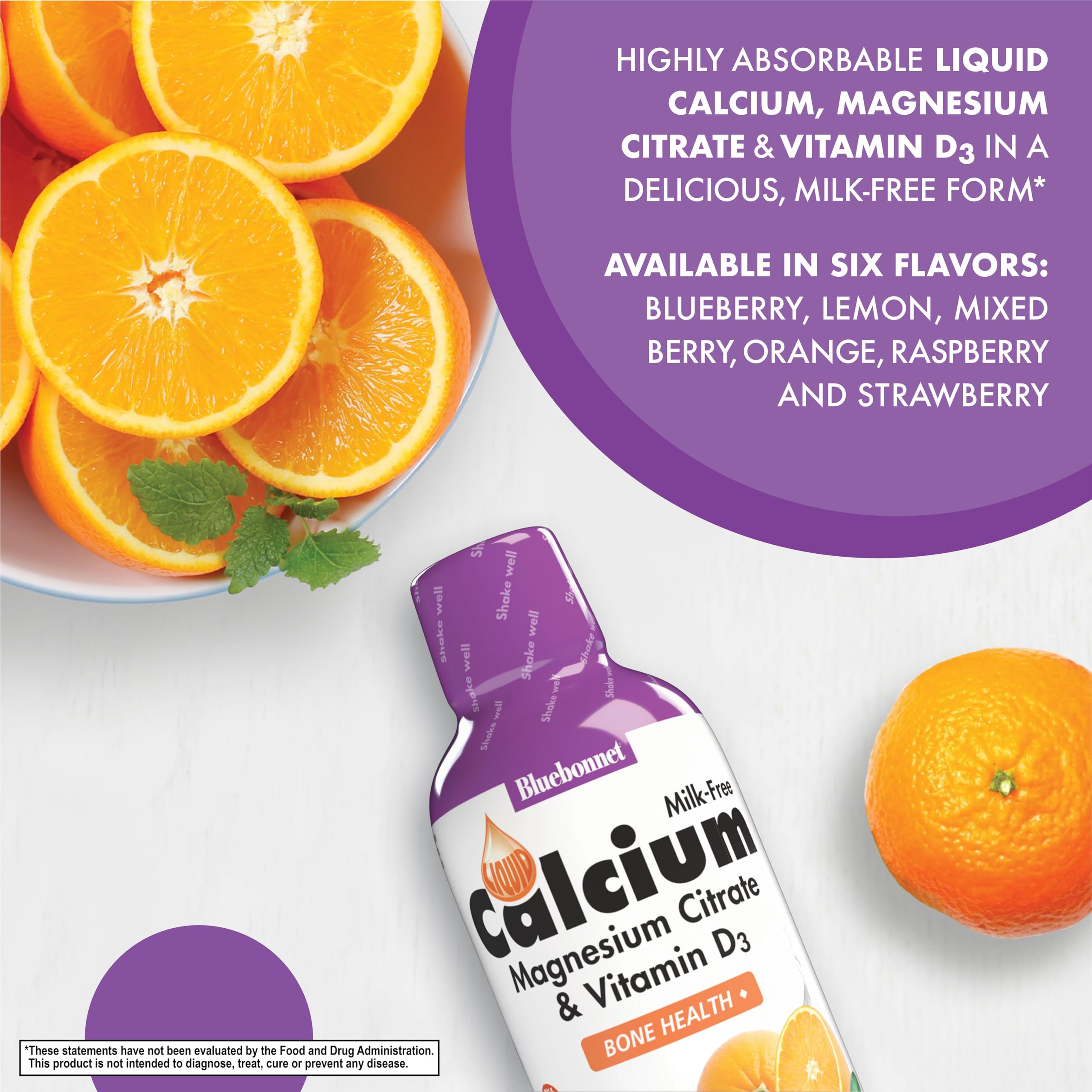 Bluebonnet Vitamin D3 label close-up emphasizing support for bone health.