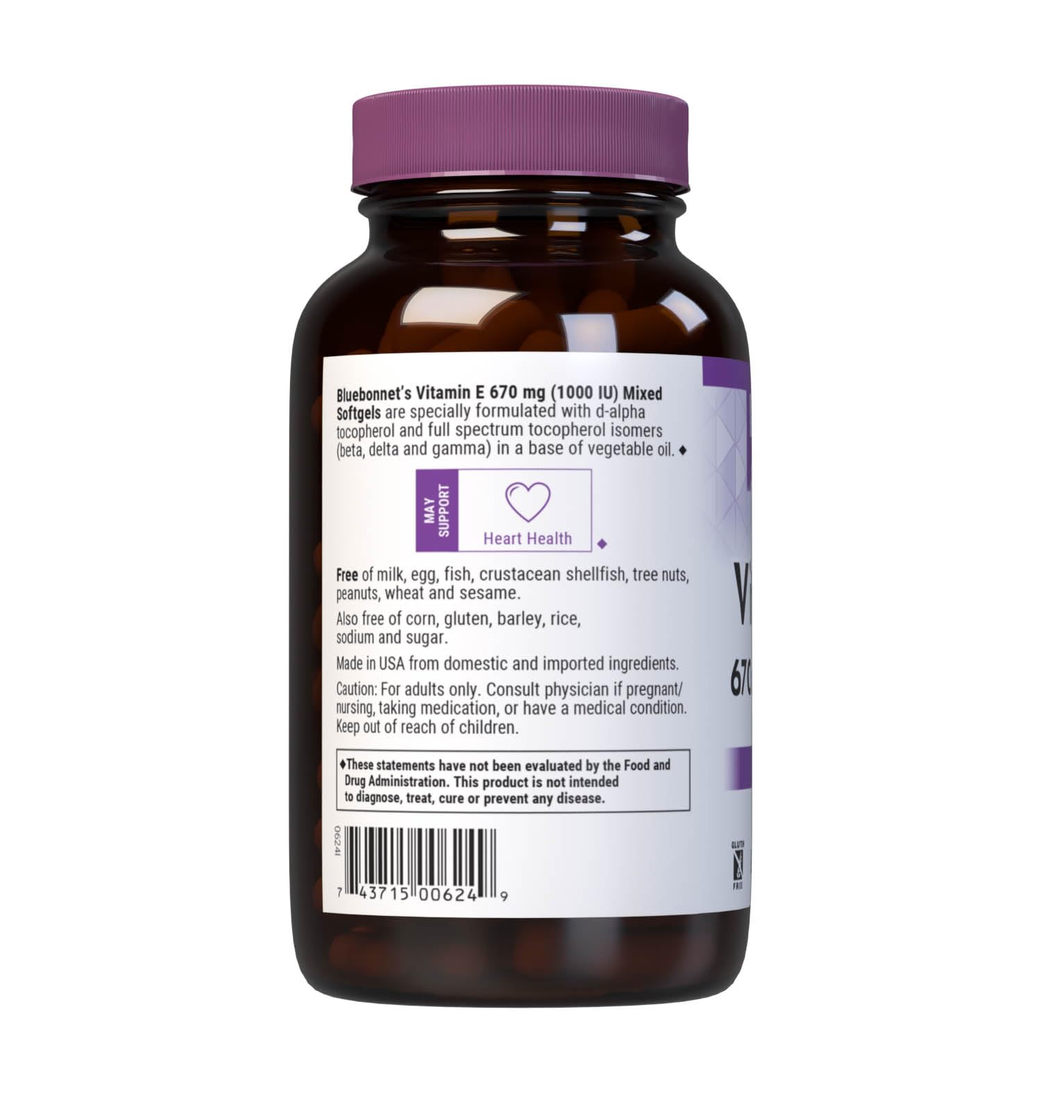 BlueBonnet Vitamin E 1000 IU softgels capsules arranged for easy swallowing.