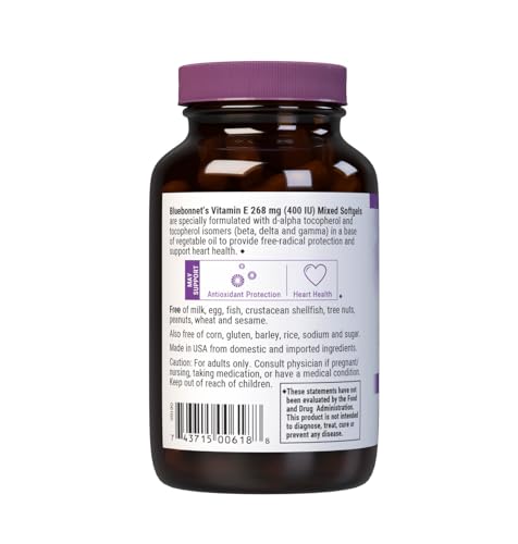 Bluebonnet Vitamin E softgels capsules ready for easy daily supplementation