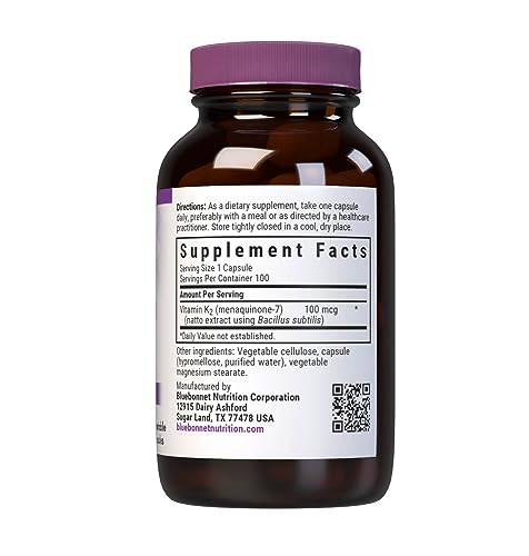 Close-up of BlueBonnet Vitamin K2 capsules, compact and easy to take daily.
