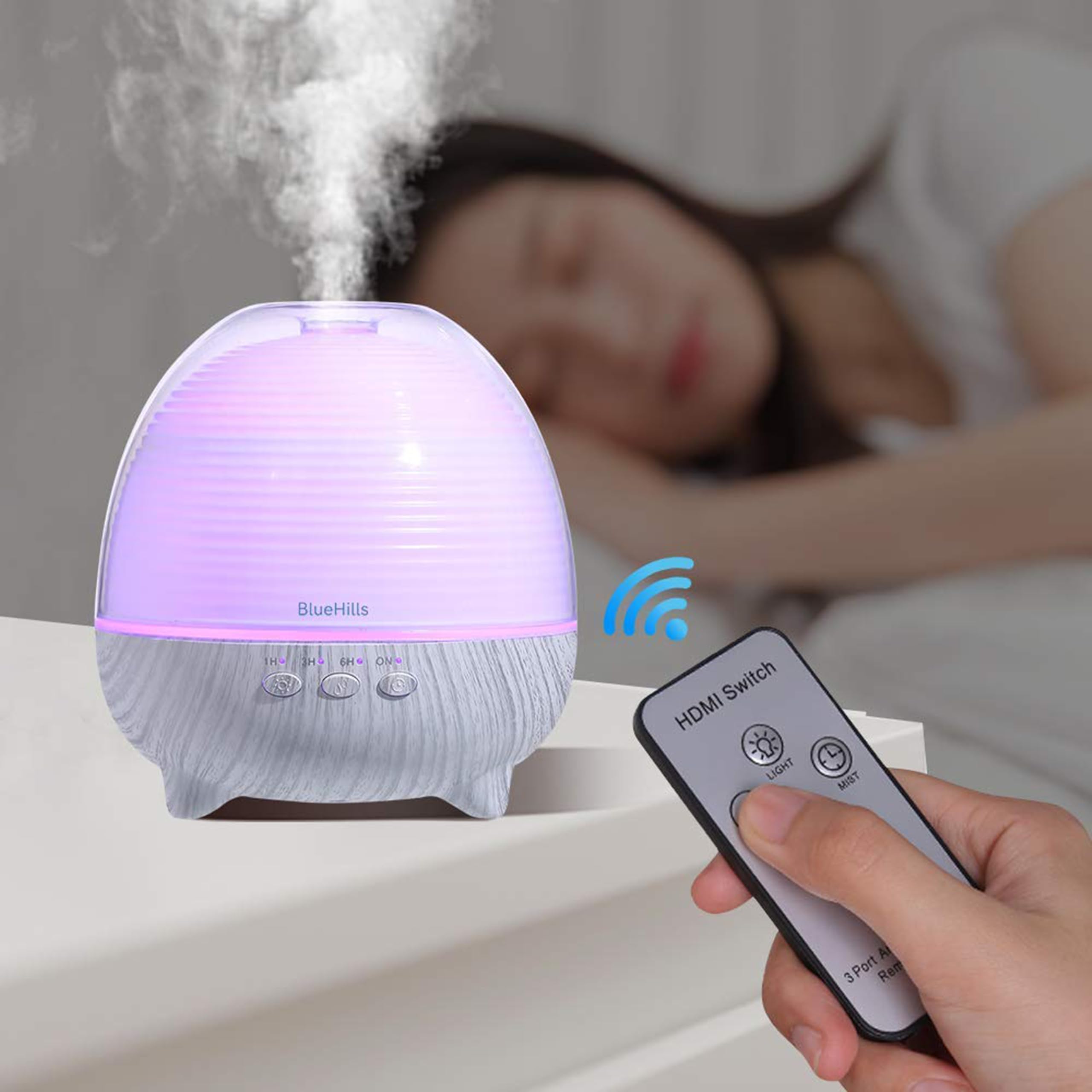 BlueHills remote control adjusts mist and lights from afar