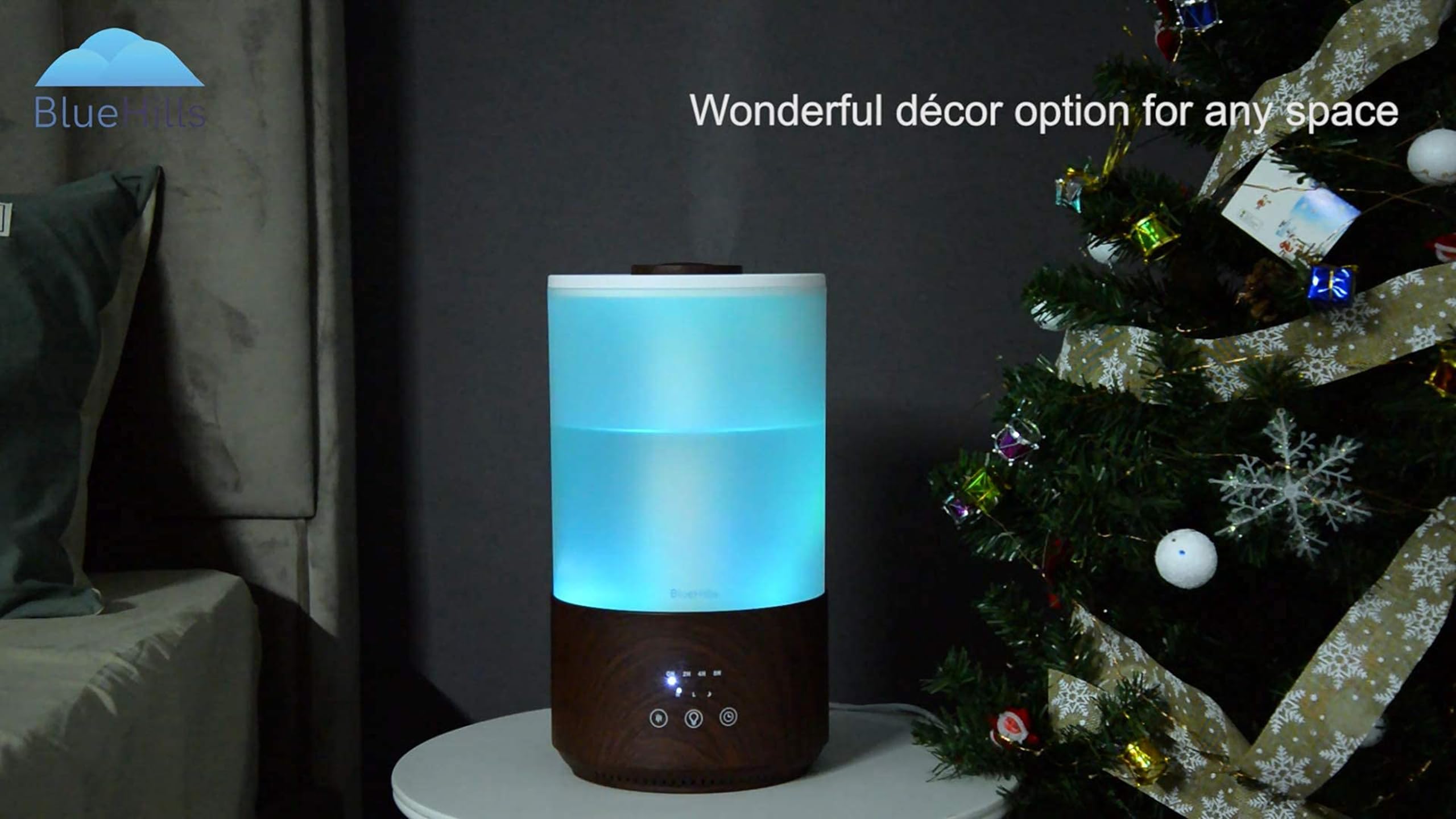 BlueHills diffuser in sleep mode for quiet nighttime operation
