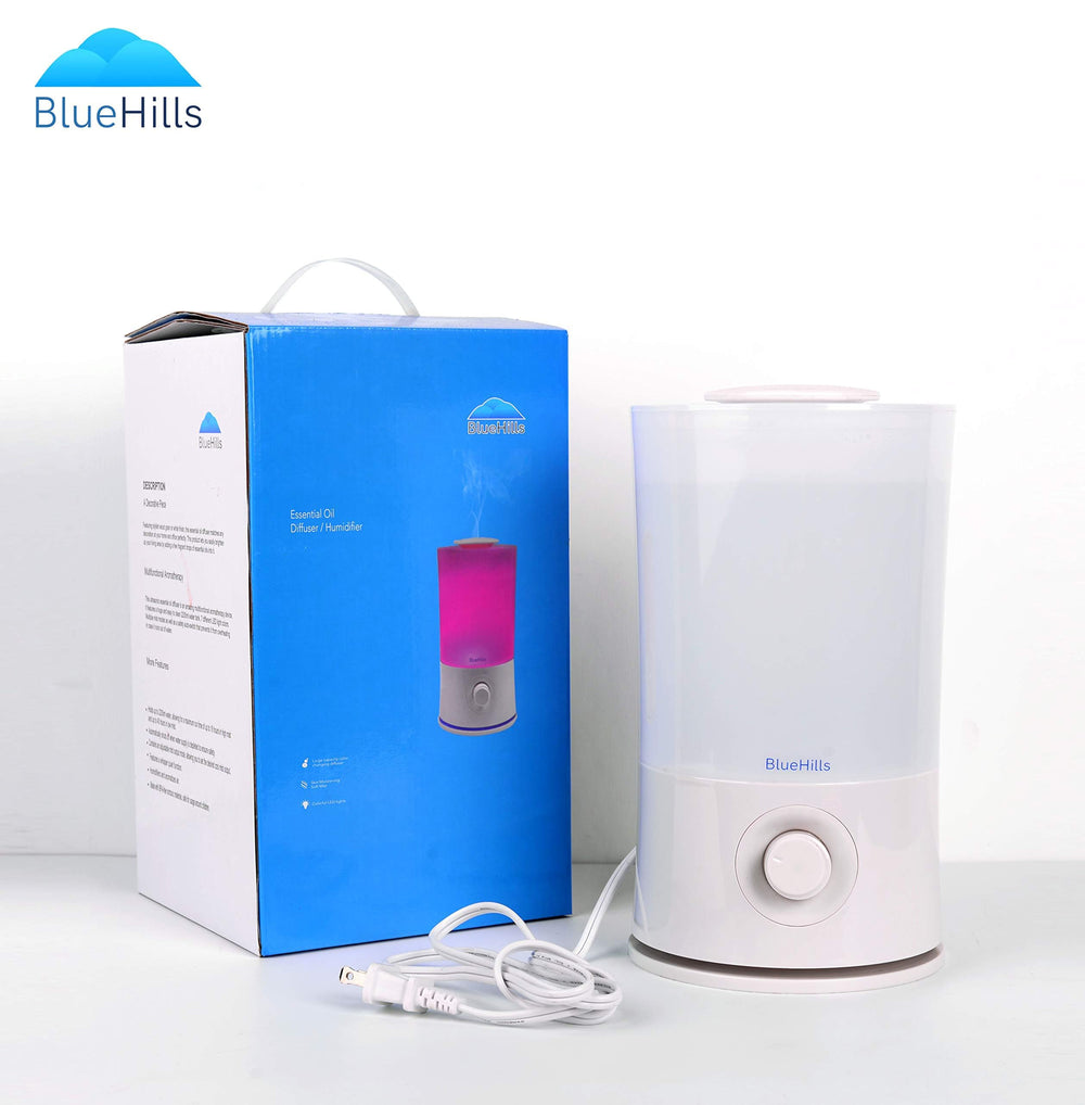 BlueHills diffuser room coverage illustration highlighting wide scent diffusion