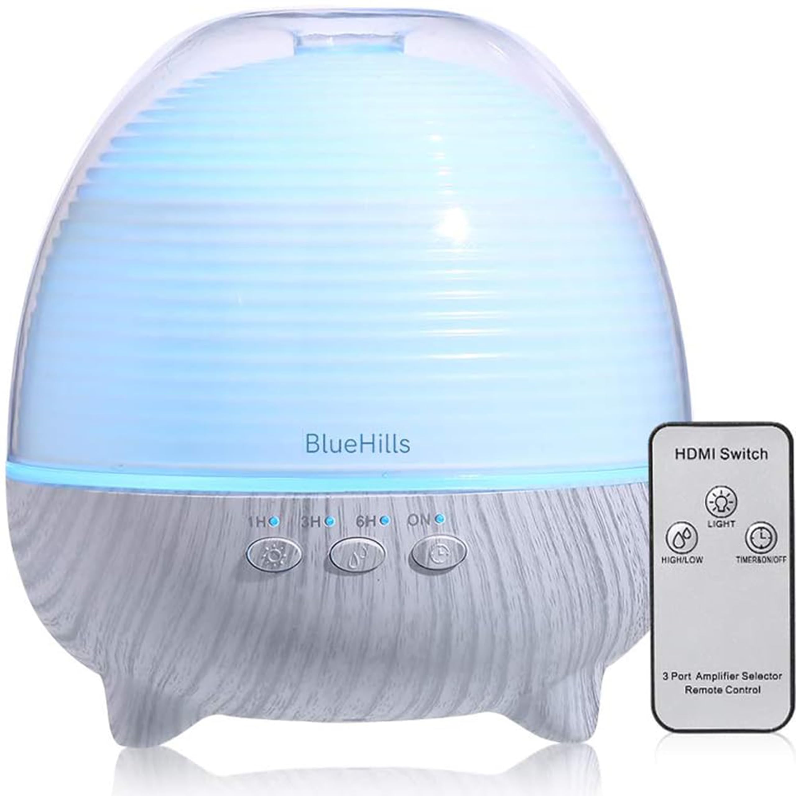 BlueHills premium diffuser with remote, creating ambient lighting