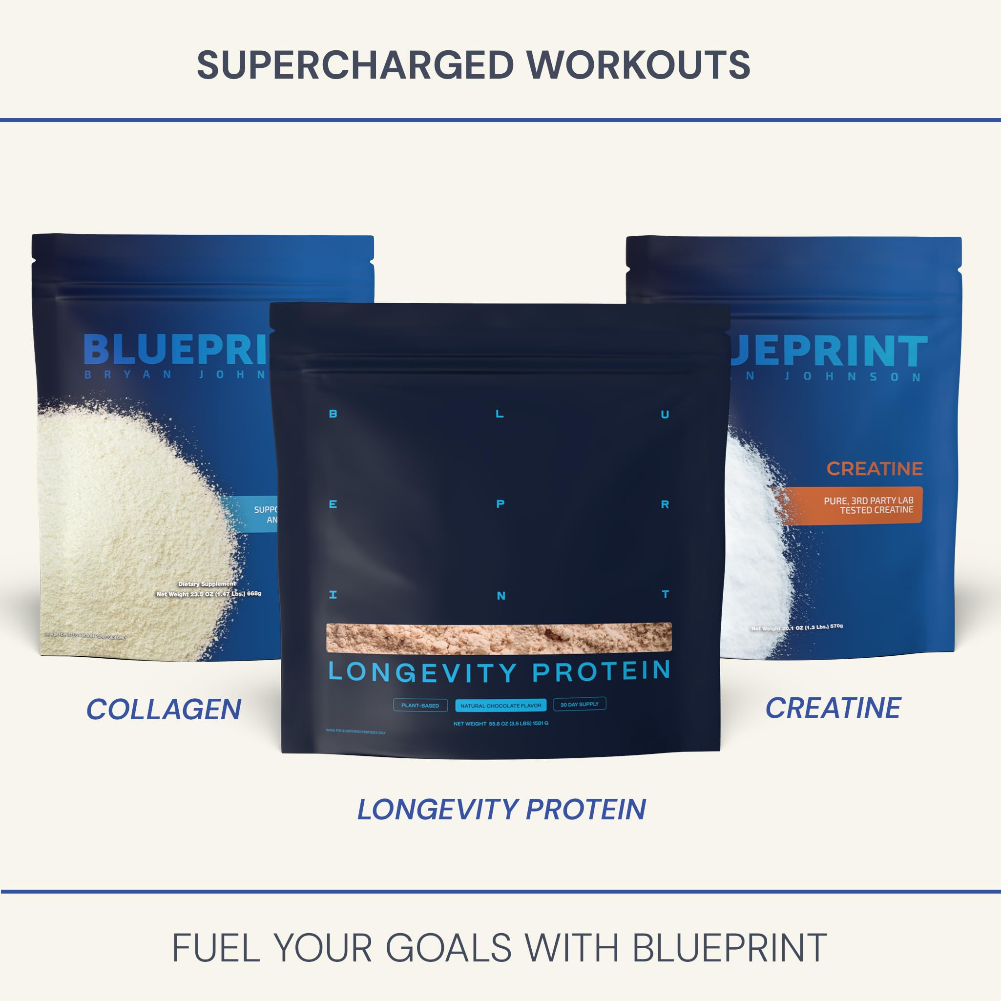 Blueprint Bryan Johnson protein powder with oats and berries for versatile meals
