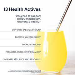 Ingredient label closeup highlights CaAKG, creatine, L-theanine benefits