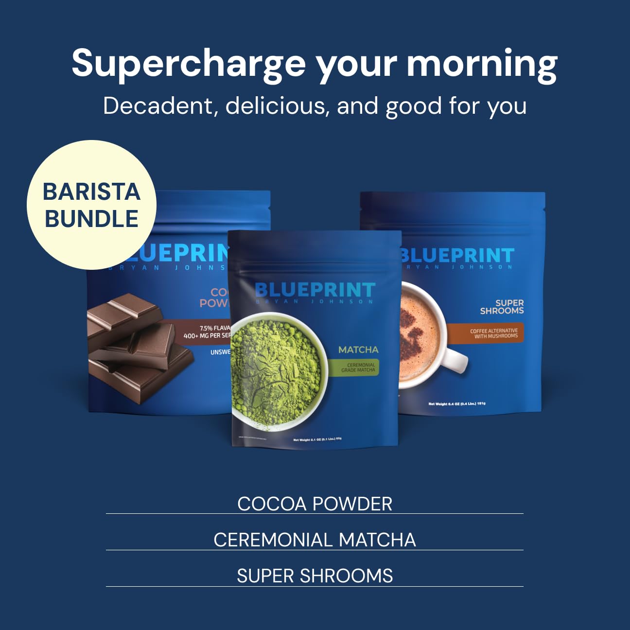 Blueprint Bryan Johnson Super Shroom Coffee spoon dispensing conveys easy preparation and daily consistency