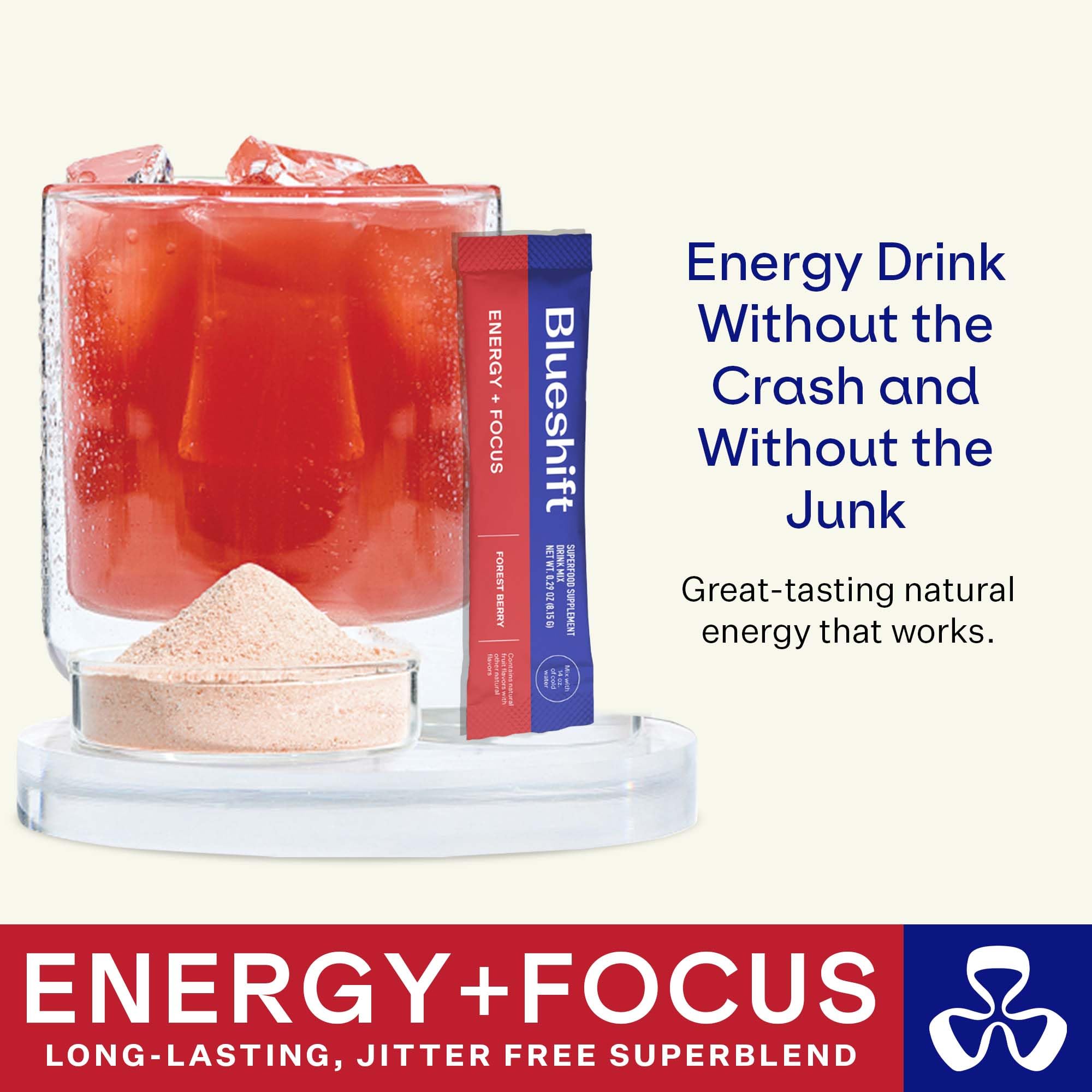 Blueshift Energy + Focus packets in hand for a quick focus boost.