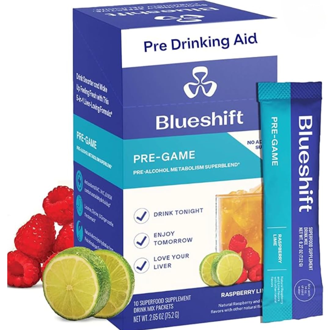Blueshift Pre-Game raspberry lime stick packs hydrate before a night out