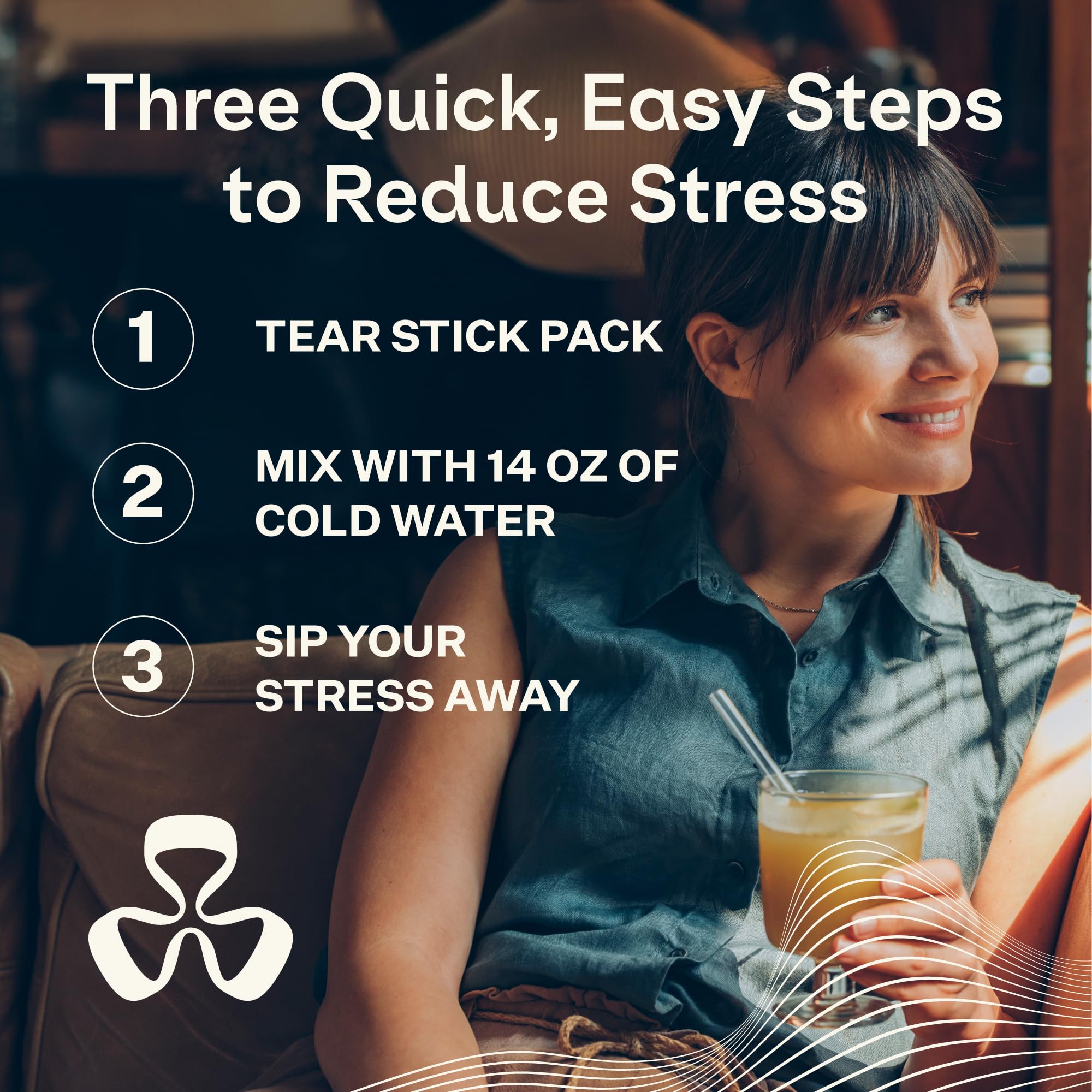 Blueshift travel-pack beside a water bottle for on-the-go calm.