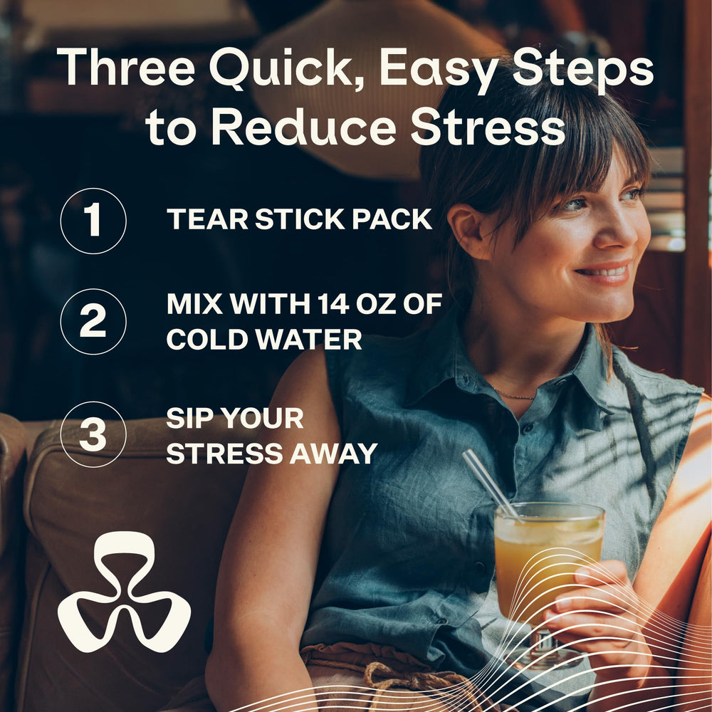 Blueshift travel-pack beside a water bottle for on-the-go calm.