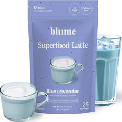 Blume Blue Lavender Powder bottle for calming bedtime rituals.
