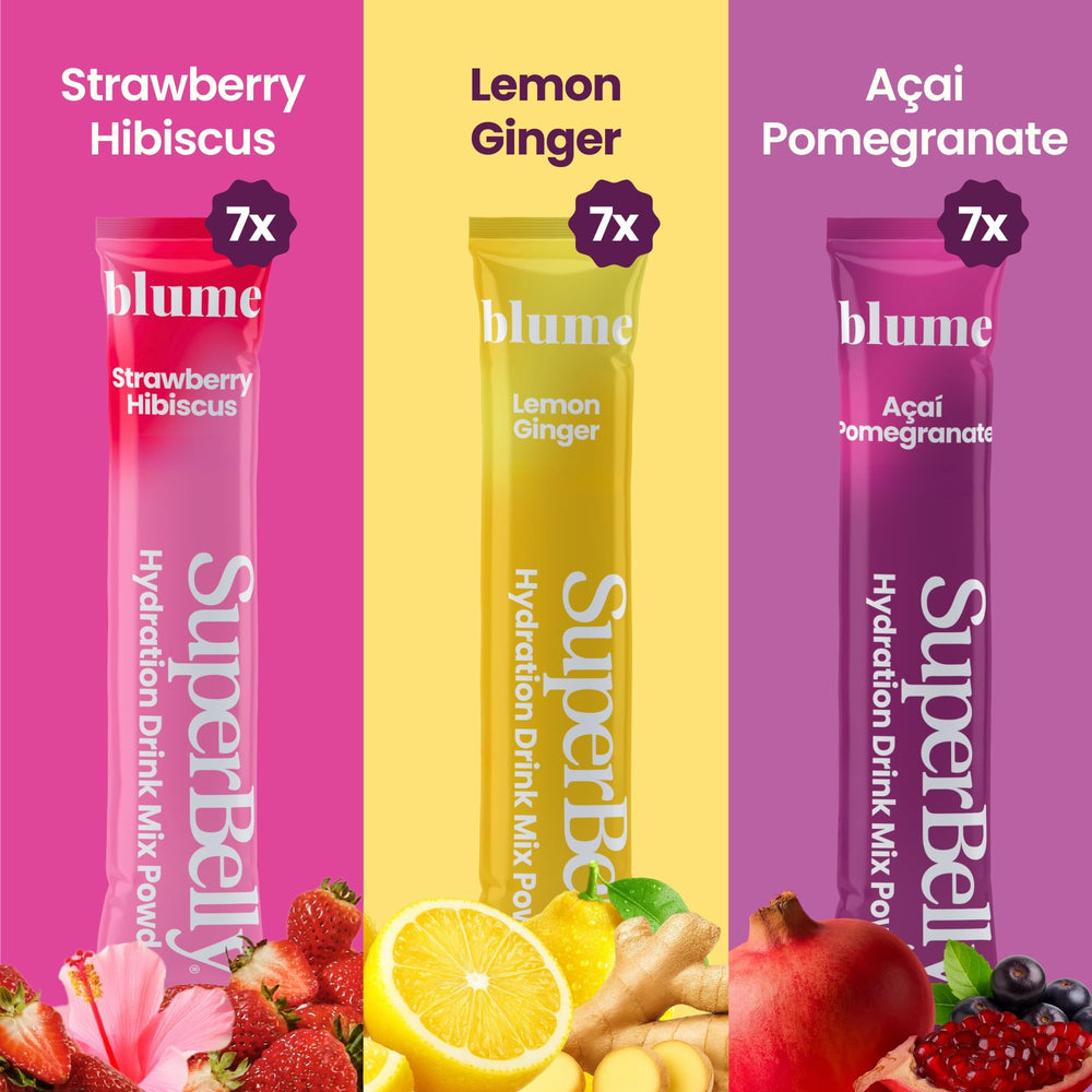 Blume SuperBelly Lemon Ginger stick close-up highlighting refreshing zest.