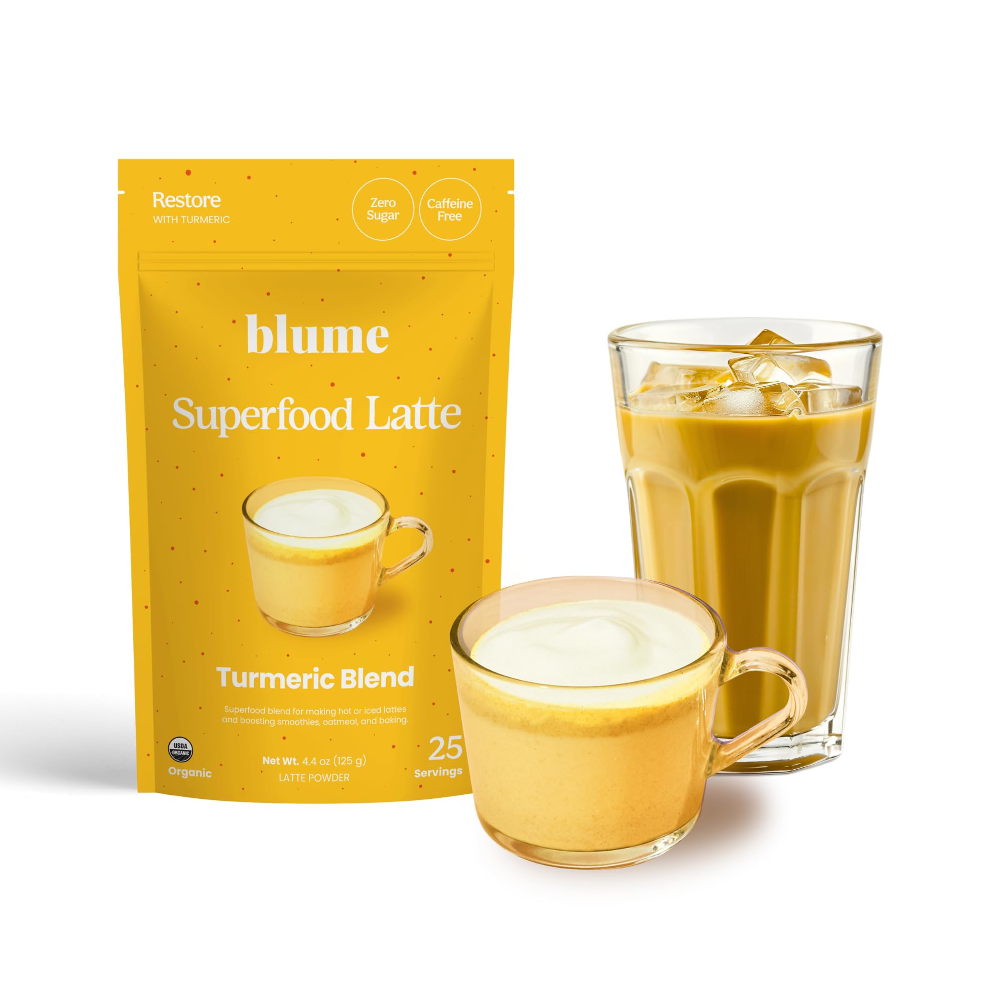 Blume Superfoods Latte turmeric powder ready to mix for a comforting golden milk