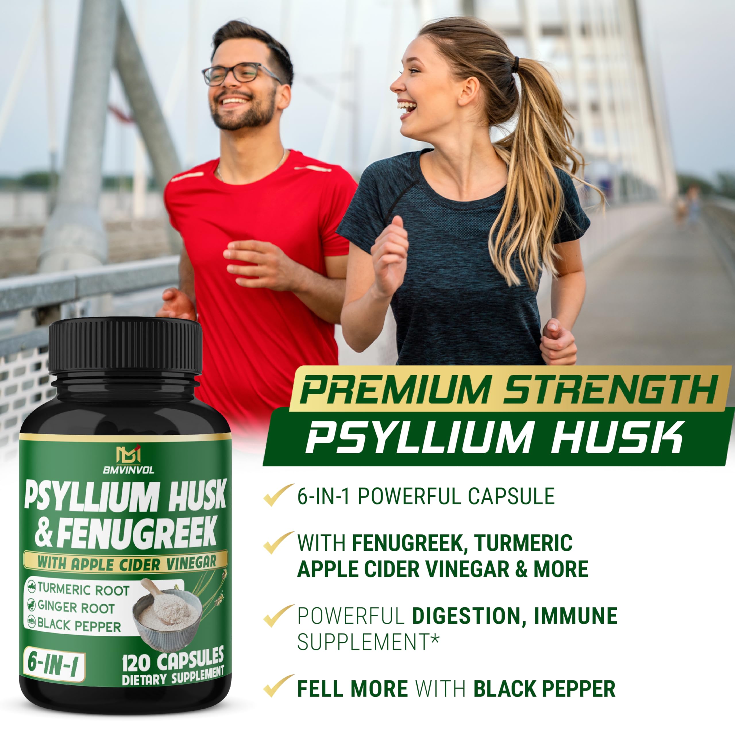 BMVINVOL 120 capsules pack designed for convenient daily fiber timing.