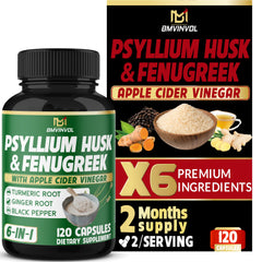 BMVINVOL 6in1 psyllium husk bottle for daily fiber support.