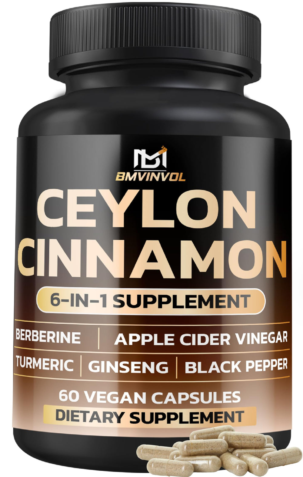 BMVINVOL Ceylon Cinnamon Capsules bottle for daily wellness and convenience.