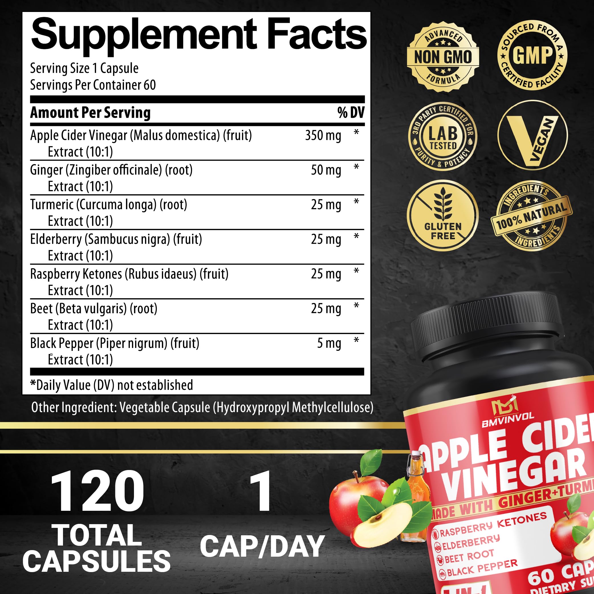 BMVINVOL ginger, turmeric, and elderberry capsules in pack for immune wellness.