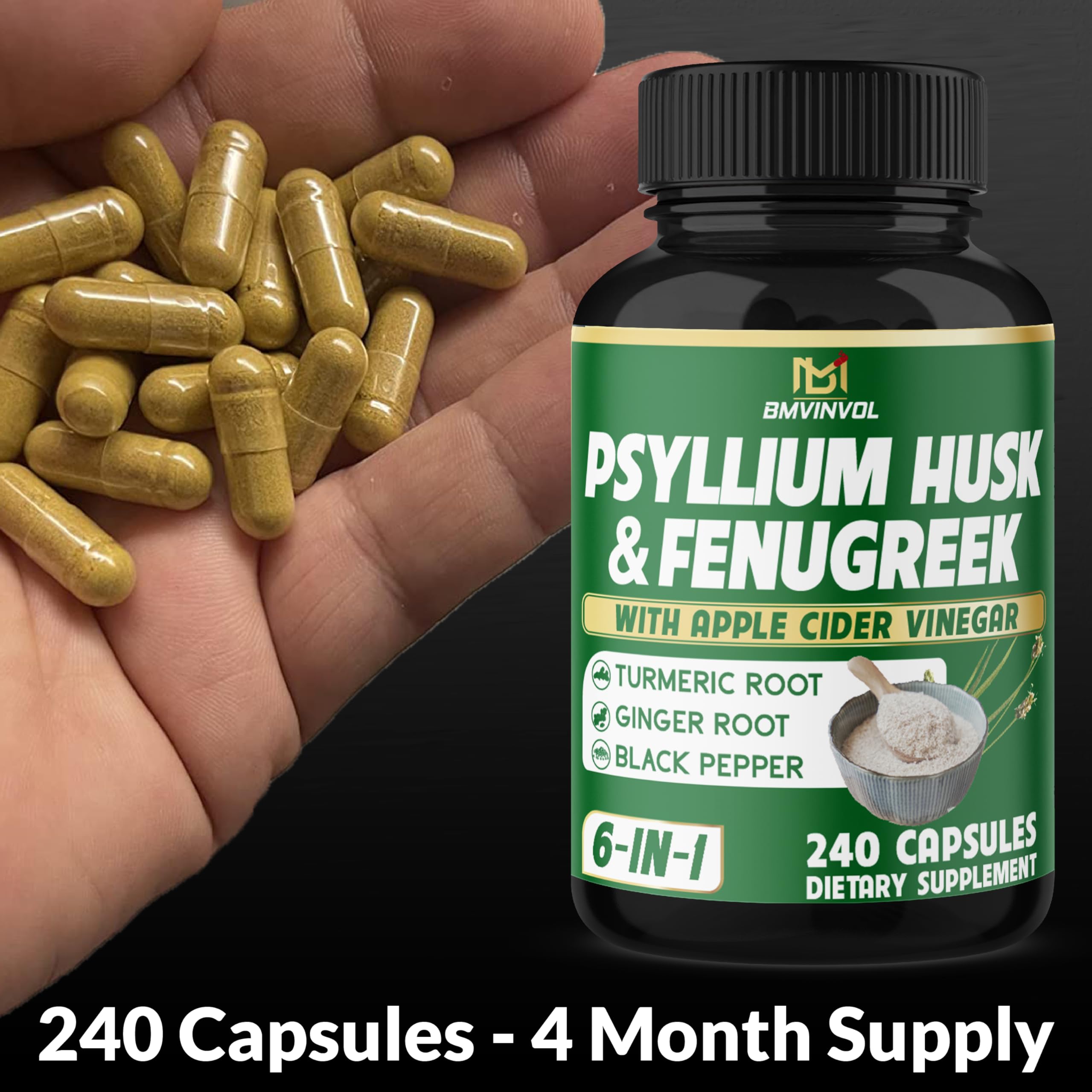BMVINVOL blend of psyllium husk and herbs visualized for wellness
