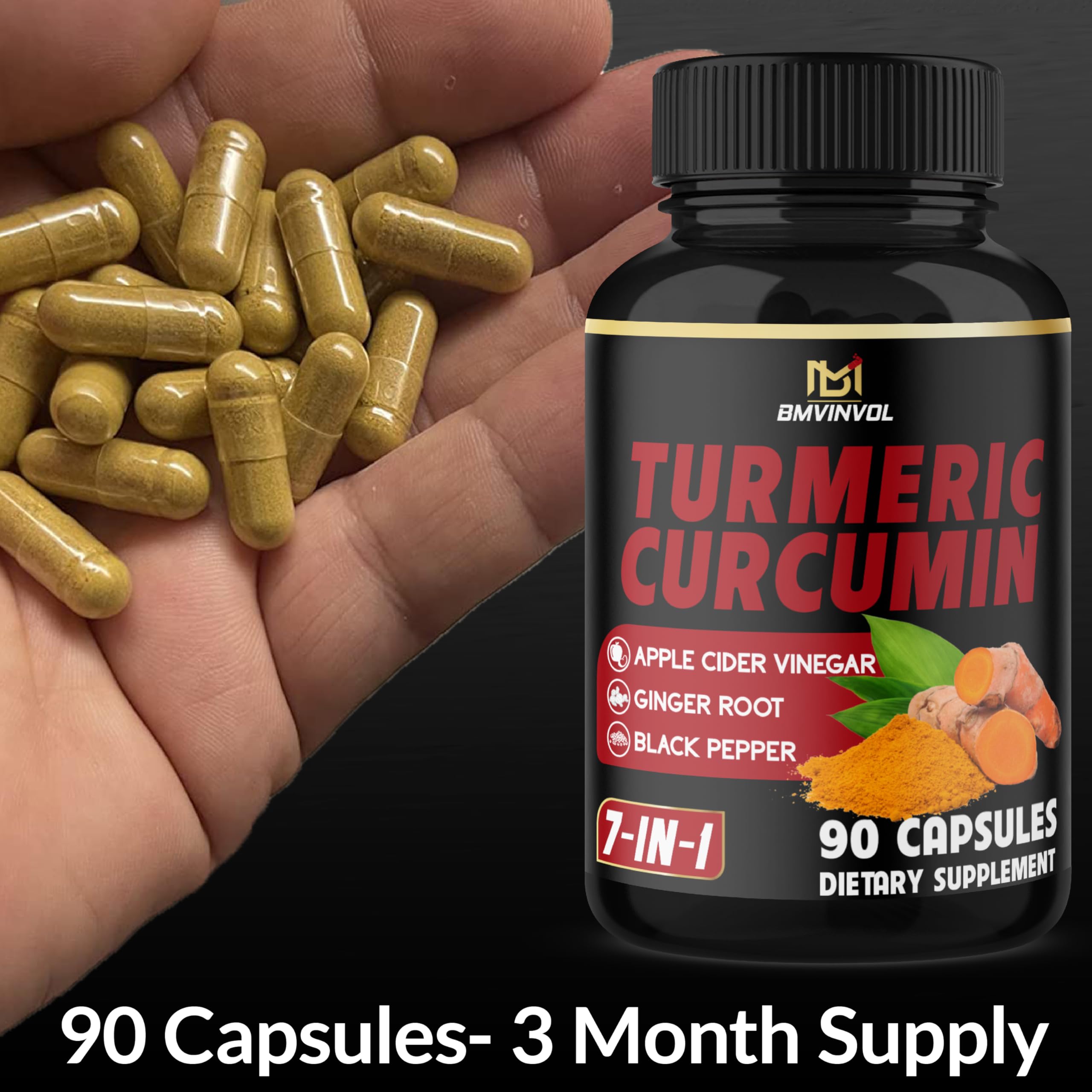 BMVINVOL Turmeric Curcumin with apple cider vinegar and zinc for daily wellness.