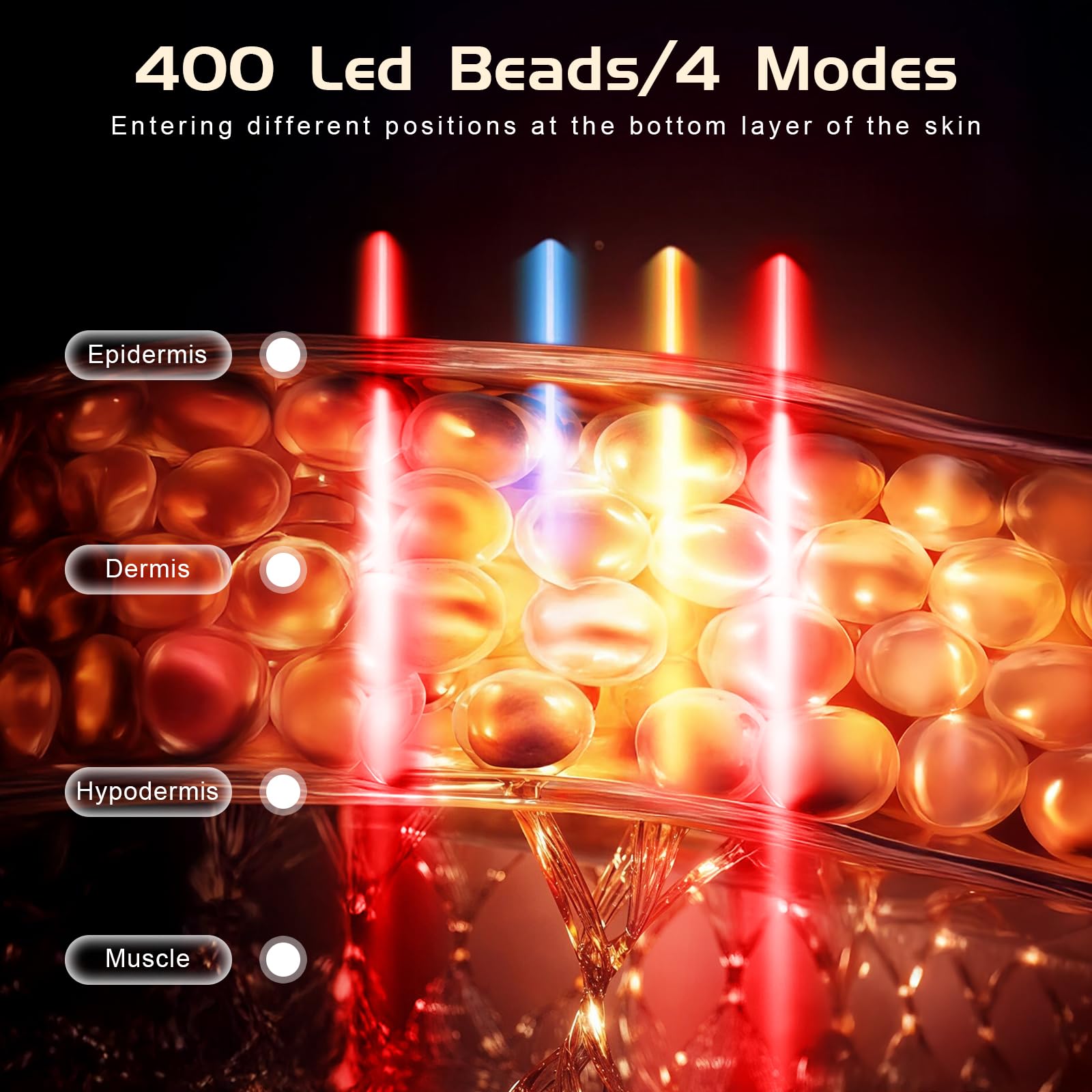 BNU red light mode on the mask targeting surface tone and texture.