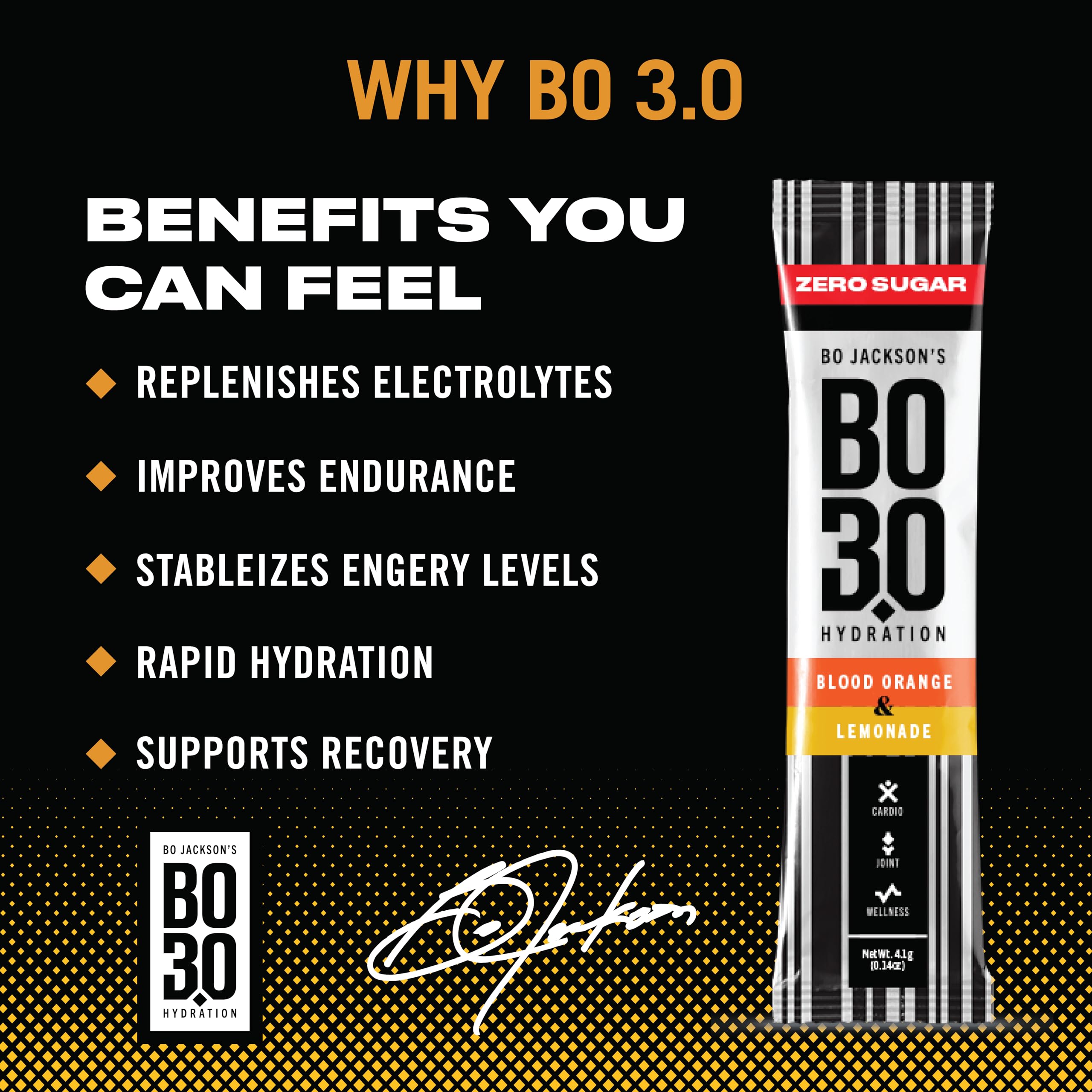 BO3.0 blood orange packet on workout mat ready for post-workout rehydration.