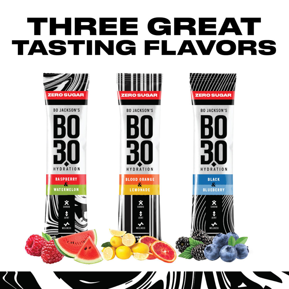BO3.0 label close-up on bottle showing zero sugar claim.