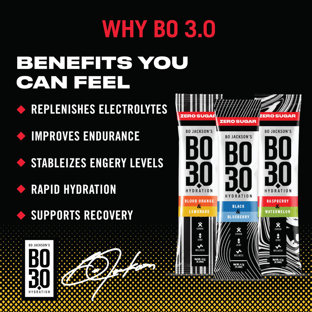 BO3.0 post-workout hydration packets ready for rehydration after gym.