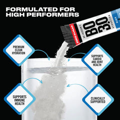 BO30 packaging close-up highlighting zero sugar and natural electrolytes.